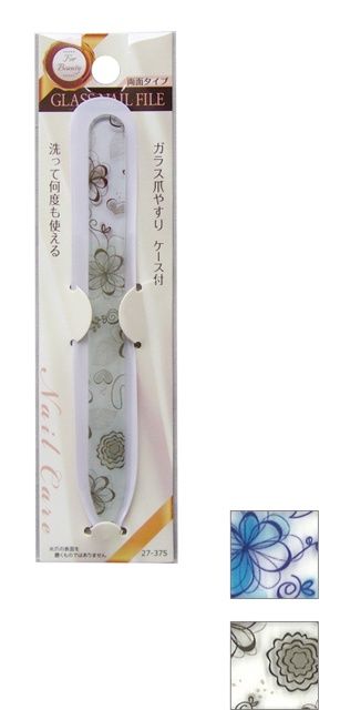 GLASS NAIL FILE  WITH CASE@洗って使えるﾌﾟﾘﾝﾄｶﾞﾗｽ爪やすり S(ｹｰｽ付)