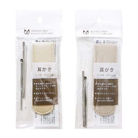 Stainless steel ear picks with case 2P@ケース付 ステンレス耳かき2P /2AST