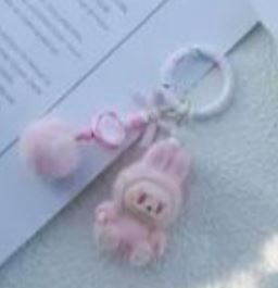 Labubu style keychain pastel colour
