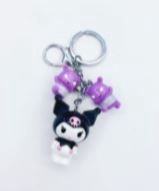 Kuromi key chain with 2 purple angry bear