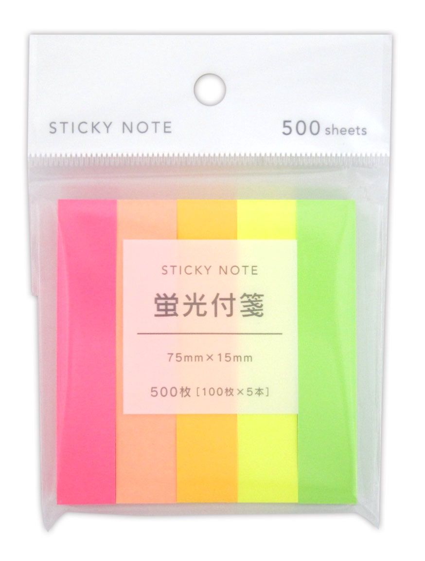 Neon colour sticky note 100*5 Fit memo@FIT MEMO 蛍光付箋 100枚 5本入