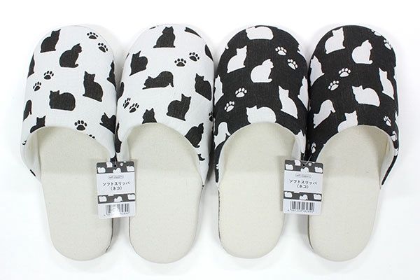 Soft slippers (cat pattern)@ソフトスリッパ(ネコ柄)
