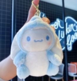 Sanrio with dinosaur hood soft toy keychain, Character: Cinnamoroll