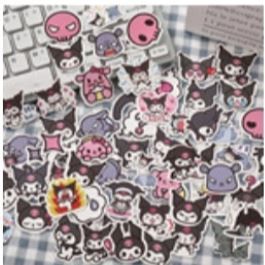 Sanrio stickers small Kuromi blushing and punching