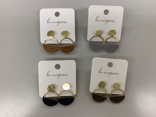 EARRING@レザー調サークルピアス