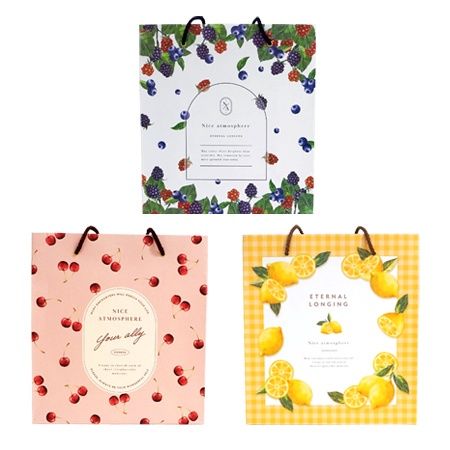 PAPER BAG WC FRUITS@ペーパーバッグ 水彩フルーツ柄/3AST