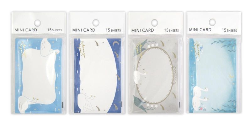 Mini Message Card Mini message card 15sheets Star and swan@ミニカード 星とスワン 15枚