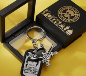 One piece metal keychain wanted poster (Jolly Roger Charm)
