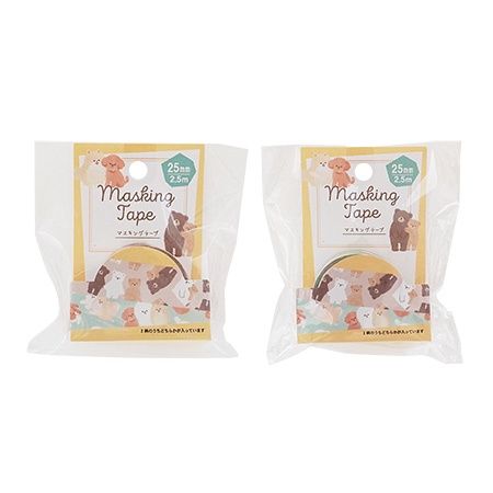 MASKING TAPE 25MM BEAR&amp;DOG@マスキングテープ 25mm幅 クマ＆イヌ