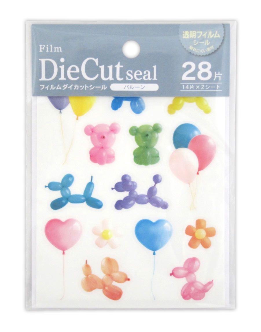 Film die-cut sticker 28 pcs Balloon@フィルムダイカットシール バルーン 28片
