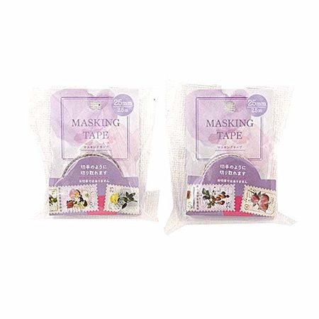 MASKING TAPE 25MM STAMP F&amp;F@ﾏｽｷﾝｸﾞﾃｰﾌﾟ 25mm幅 切手仕様 花･果実