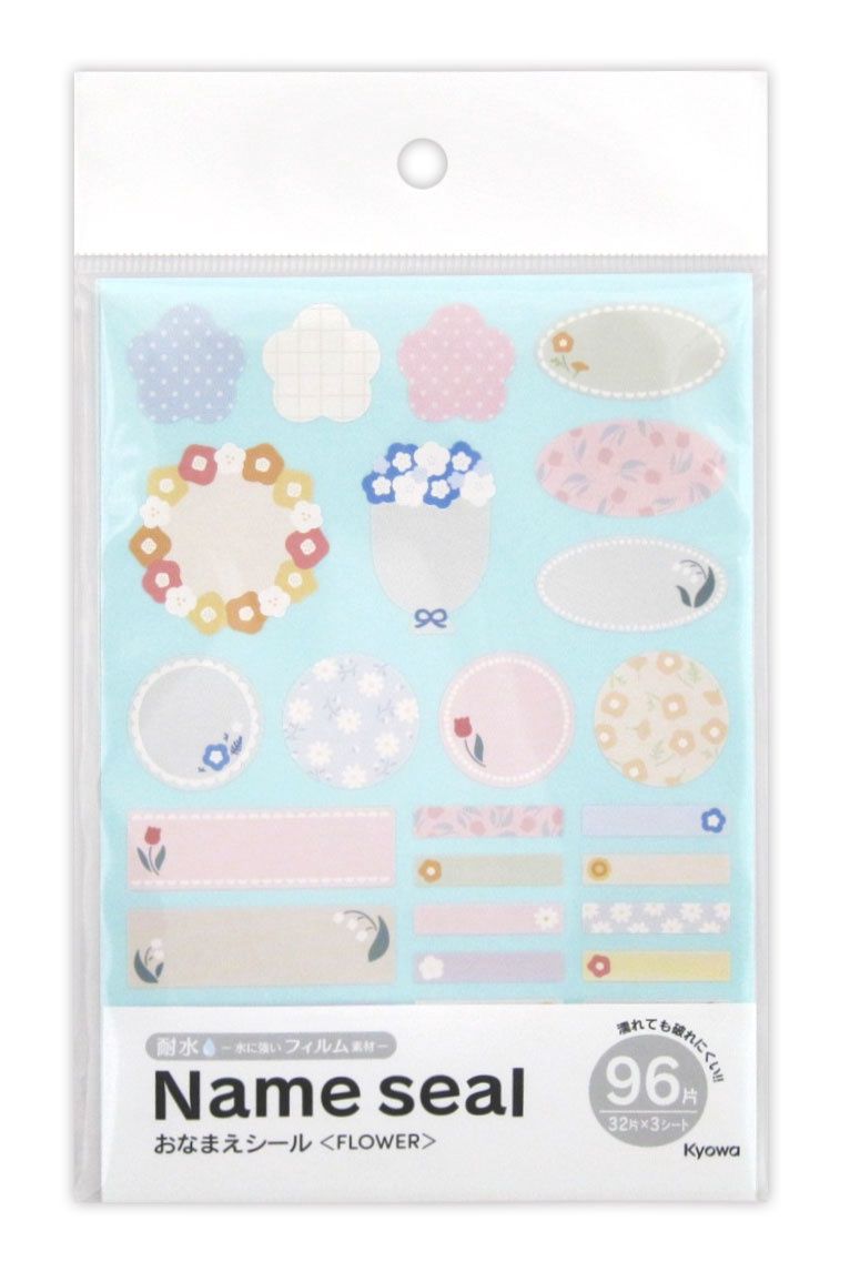 Name sticker 96 pcs Flower@おなまえシール フラワー 96片