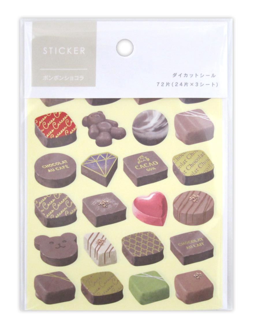 Die-cut sticker 72 pcs. Bon bon chocolat@ダイカットシール ボンボンショコラ 72片