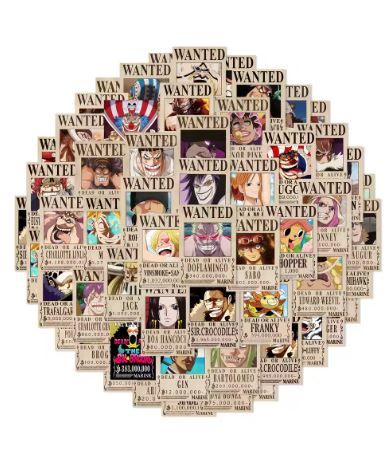 One Piece Wanted Posters Stickers 50PCS