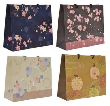 JAPANESE STYLE PAPER BAG L@SJI-10016 和柄ペーパーバッグ(L)ヨコ