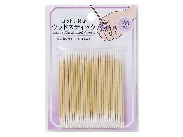 Wood Stick with Cotton@コットン付きウッドスティック100本