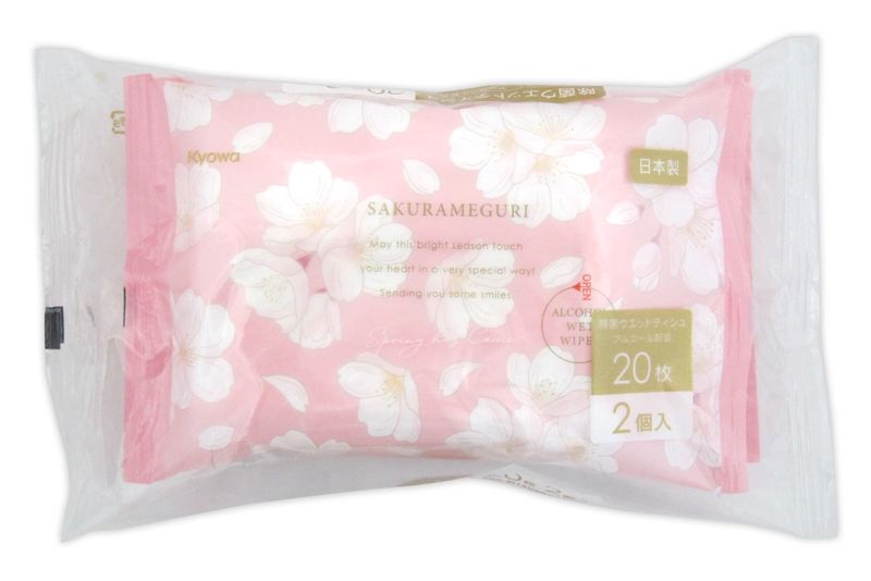 Mini wet wipes 20 sheets (pack of 2) SD@除菌ﾐﾆｳｴｯﾄﾃｨｯｼｭ桜巡りSD20枚2個入