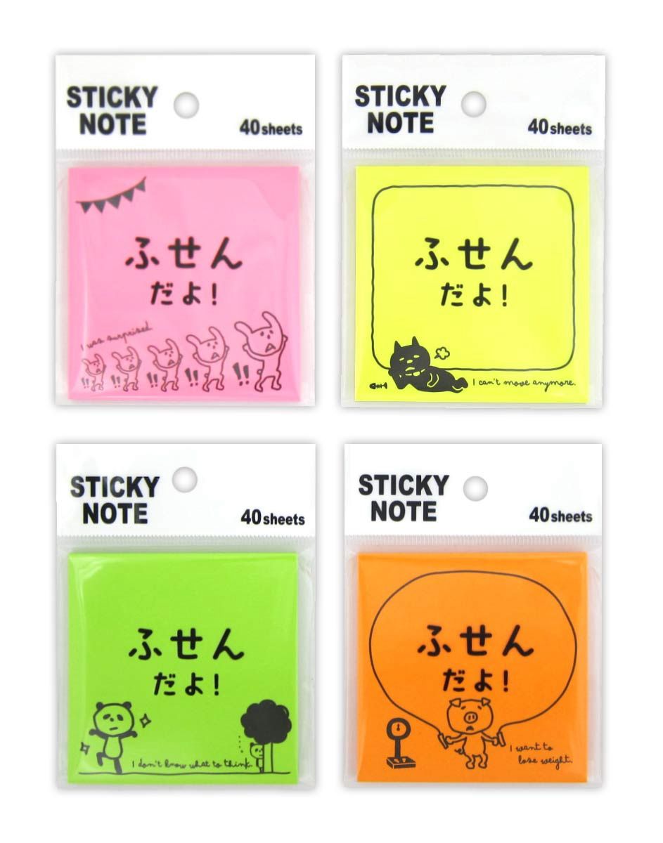 Sticky note 40 sheets Fluorescent design@付箋 蛍光デザイン 40枚