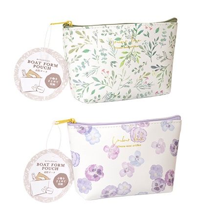 BOAT FORM POUCH SL BOTANICAL@舟形ポーチ 合皮 ボタニカル柄