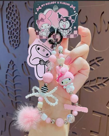 SANRIO pink and black keycharm