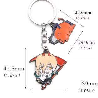 Chainsaw man key chain Metal Power &amp; Pochita