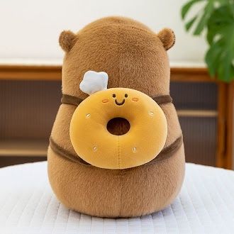 Capybara soft toy 55cm with backpack, Shape: with doughnut backpack