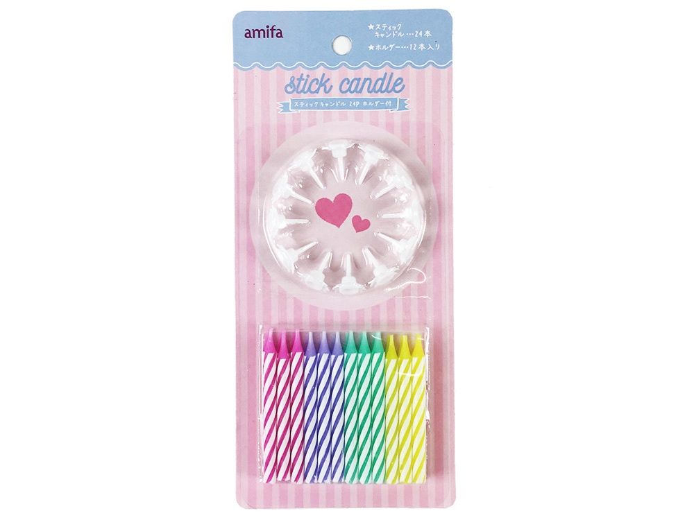 Stick candle 24P with holder@スティックキャンドル24P ホルダー付