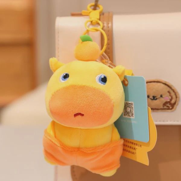 Yellow capybara soft toy keychain 10cm