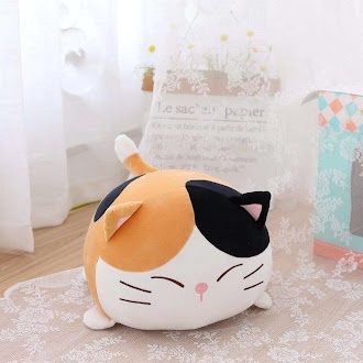 Calico cat round soft toy 25cm long
