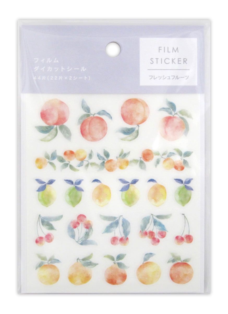 Film die-cut sticker 44 pcs Fresh fruits@フィルムダイカットシールフレッシュフルーツ44片