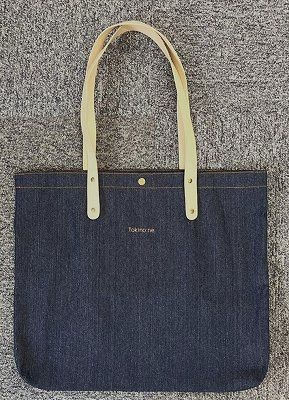 Denim-style tote bag in indigo@TPB.高額(6.0)デニム風トートバッグ インディゴ