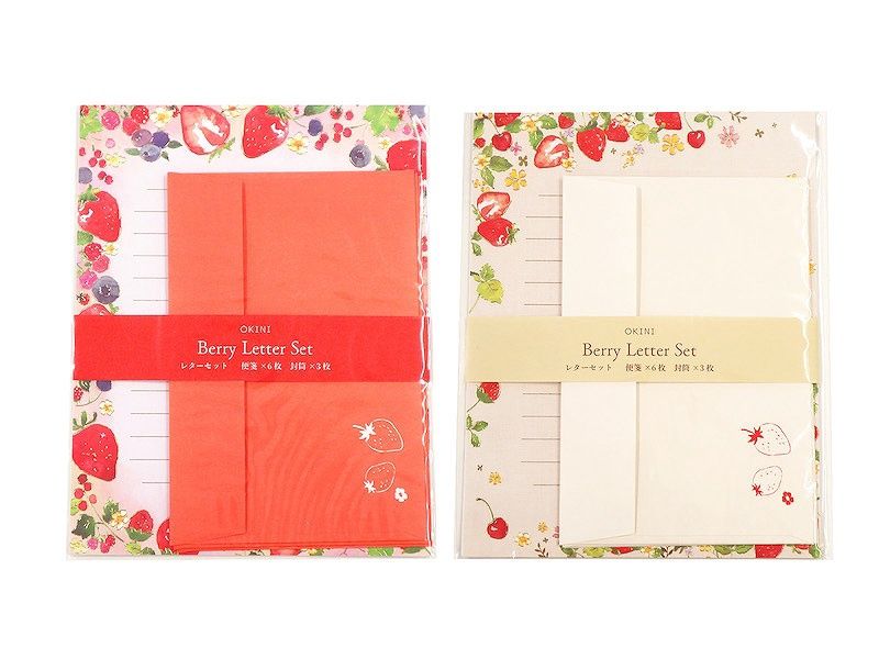 Letter Set Foil Stamped 3 Sets Berry@レターセット 箔押し 3セット ベリー/2AST
