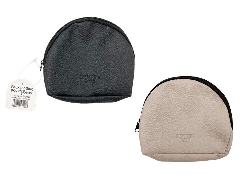 Faux leather pouch Round@フェイクレザーポーチ（丸）/2AST