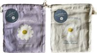 Cotton drawstring bag Margaret pattern@コットン巾着袋 マーガレット柄/2AST