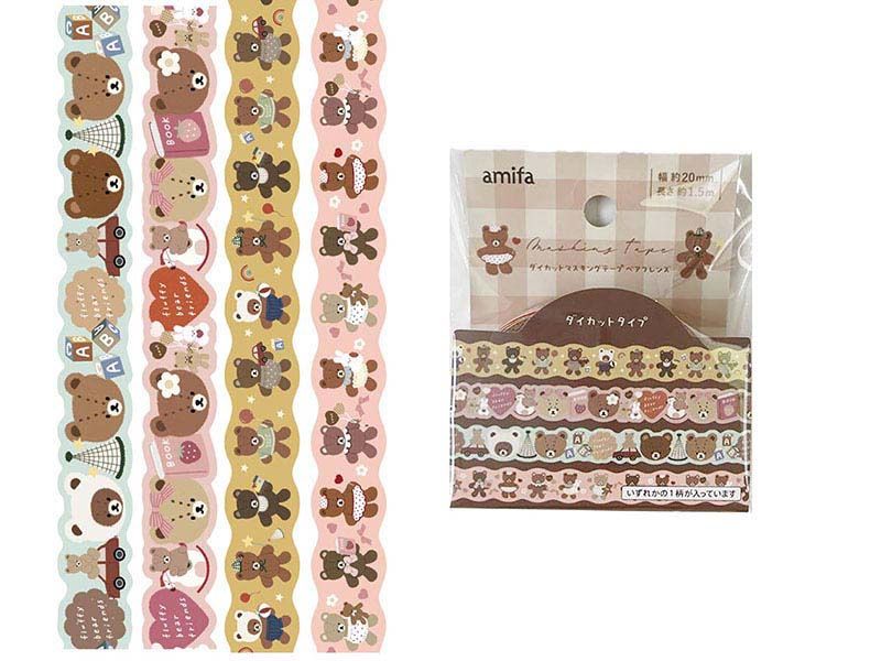 Die Cut Masking Tape 20mm*1.5m Bear@ﾀﾞｲｶｯﾄﾏｽｷﾝｸﾞﾃｰﾌﾟ 20mm×1.5m ﾍﾞｱﾌﾚﾝｽﾞ/4AST