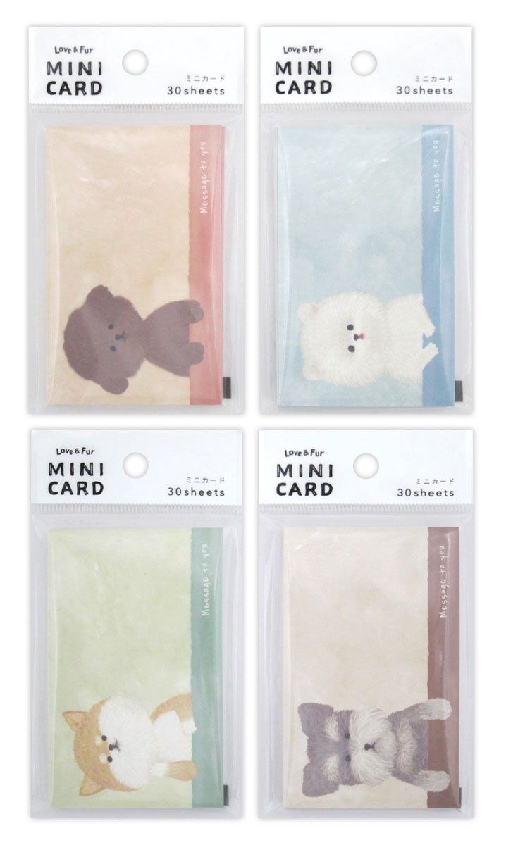Mini message card 30 sheets Dog (4types)@ミニカード 犬 30枚 4AST