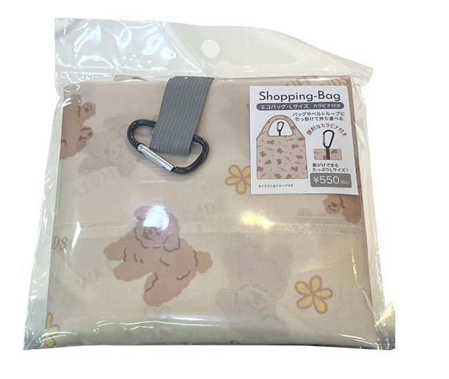 Eco Bag L with Carabiner Toy Poodle BE@Fe高額(5.0)ｴｺﾊﾞｯｸﾞL ｶﾗﾋﾞﾅ付きﾄｲﾌﾟｰﾄﾞﾙBE25372