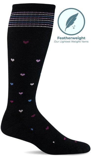Full Heart - Compression Socks - Womens, Color: Black, Gender: Womens, Size Width: S/M