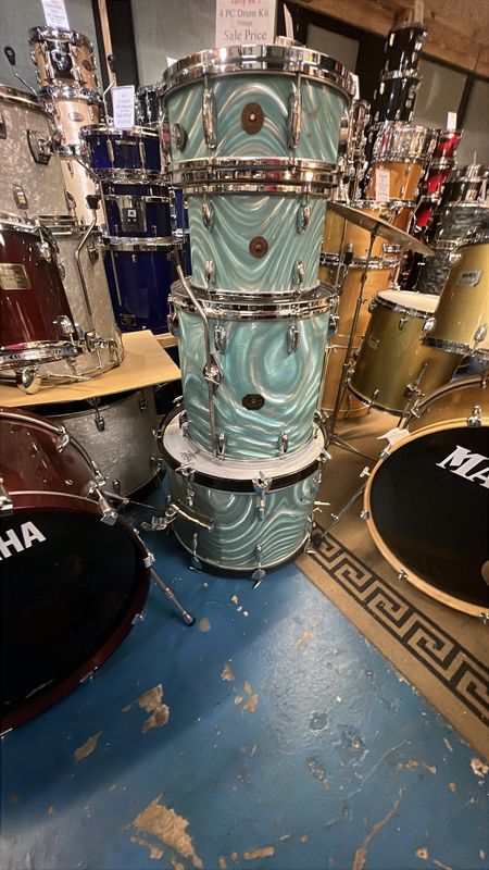 Gretsch Round Badge Early 60's 4 pc Drum Kit Blue Swirl