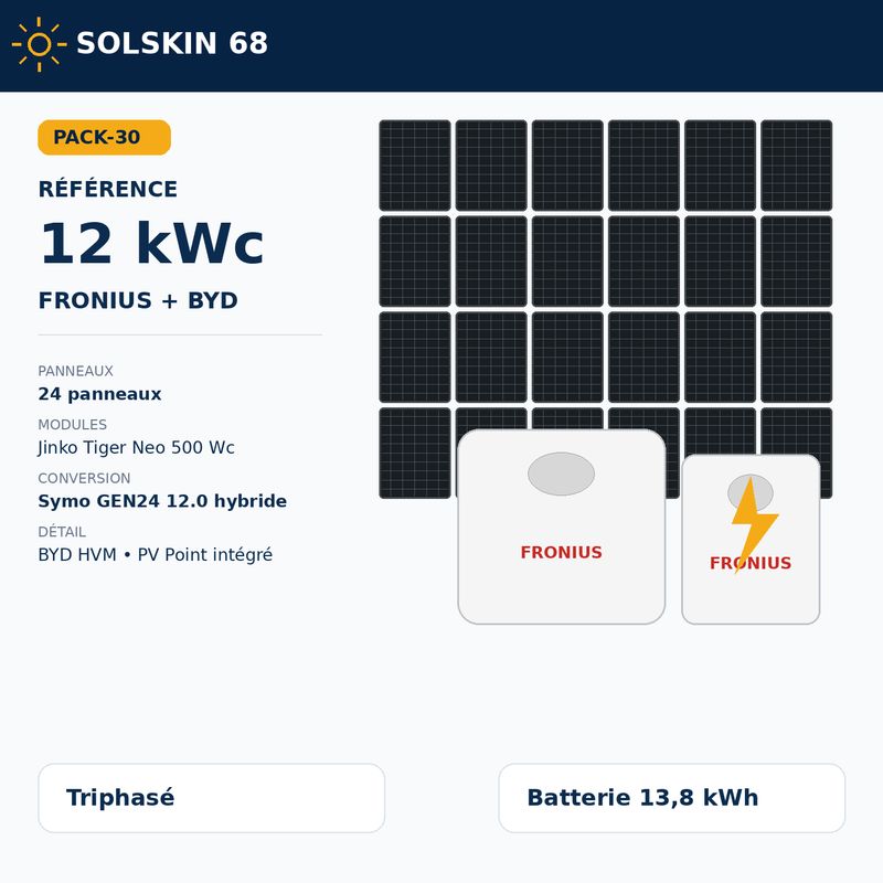 Pack Référence 12 kWc tri + batterie BYD 14 kWh Pack Référence 12 kWc tri + batterie BYD 14 kWh