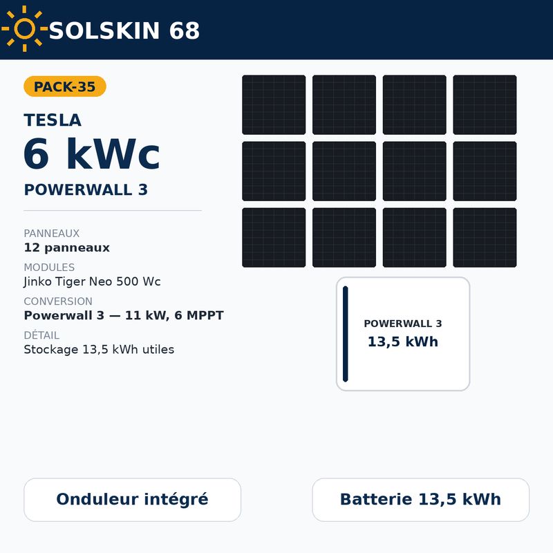 Pack Tesla 6 kWc + Powerwall 3 — 13,5 kWh Pack Tesla 6 kWc + Powerwall 3 — 13,5 kWh