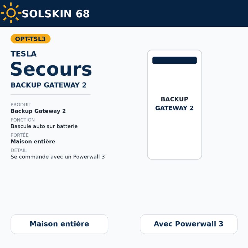 Secours maison entière — Tesla Backup Gateway 2