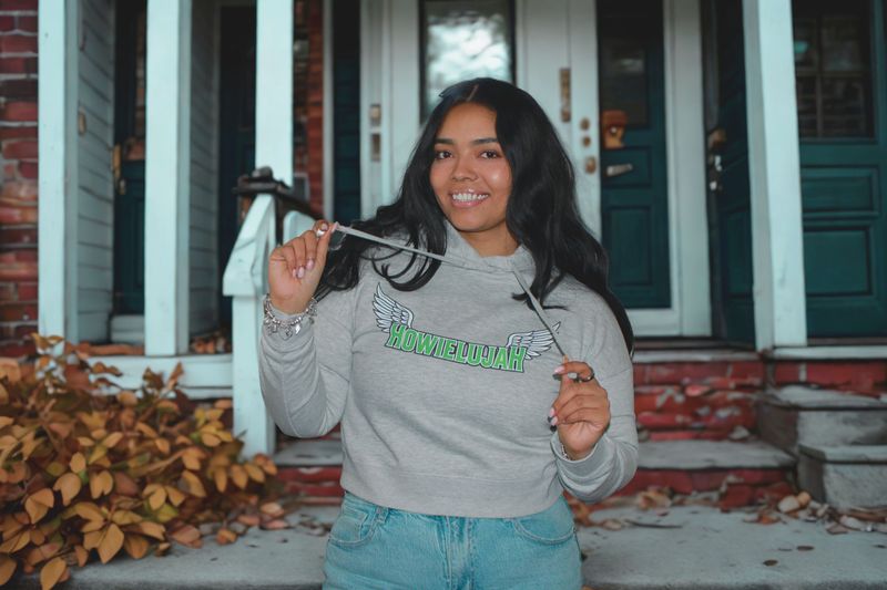 Women's Gray Crop Hoodie