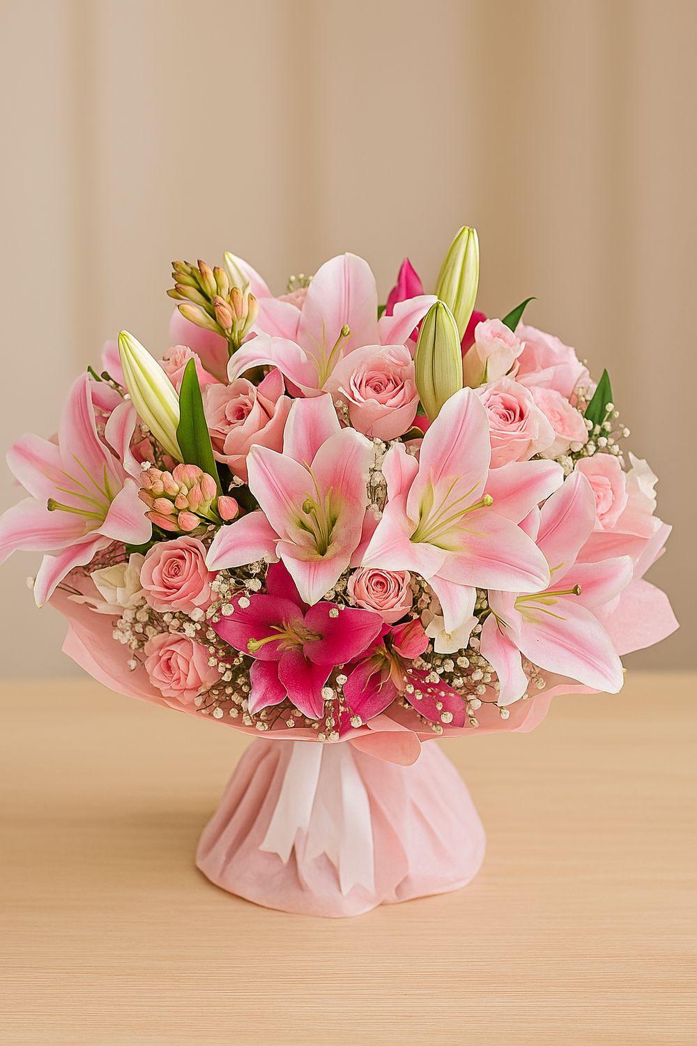 Blush Elegance Pink Lily Bouquet