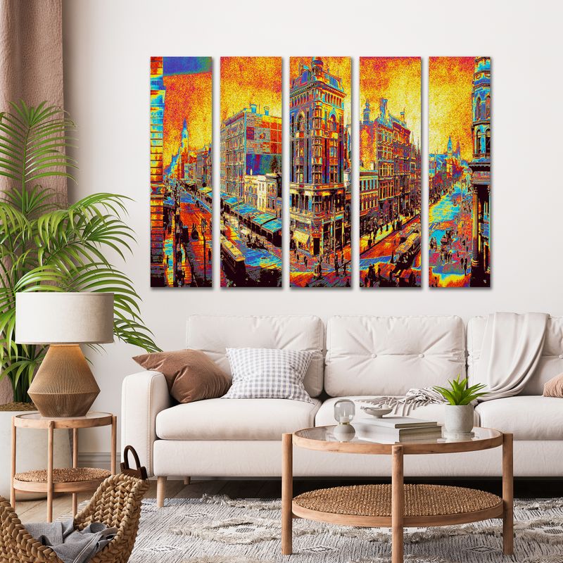 Collins Street (colour) wall art - 5 panels