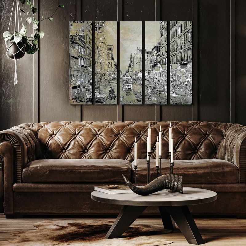 Elizabeth Street (brown grey) wall art - 5 panels
