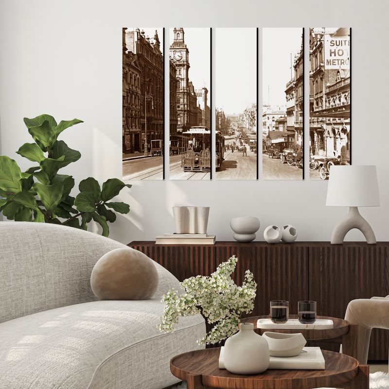Bourke Street (sepia) wall art - 5 panels