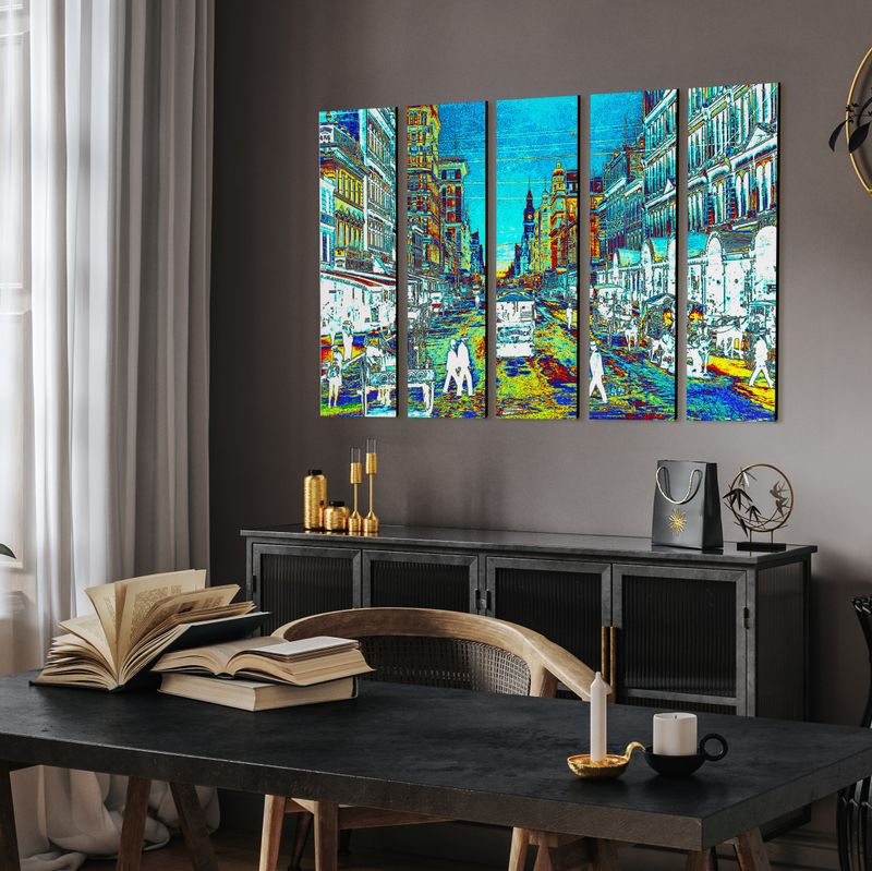 Elizabeth Street (coloured blue) wall art - 5 panels