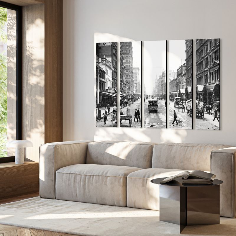 Elizabeth Street 2 (black &amp; white) wall art - 5 panels