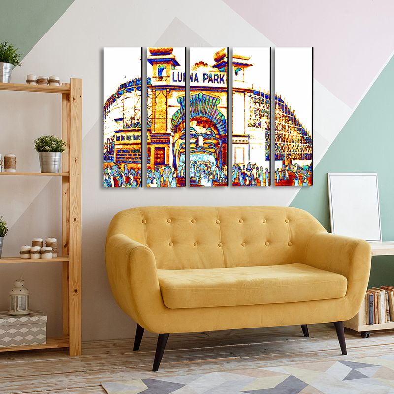 Luna Park (coloured) wall art - 5 panels